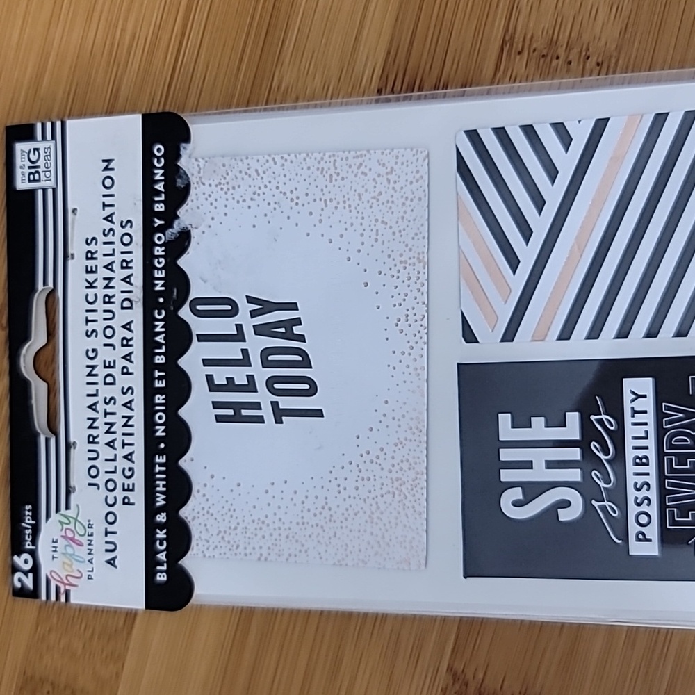 NWT Happy Planner Journaling Stickers - Black and White